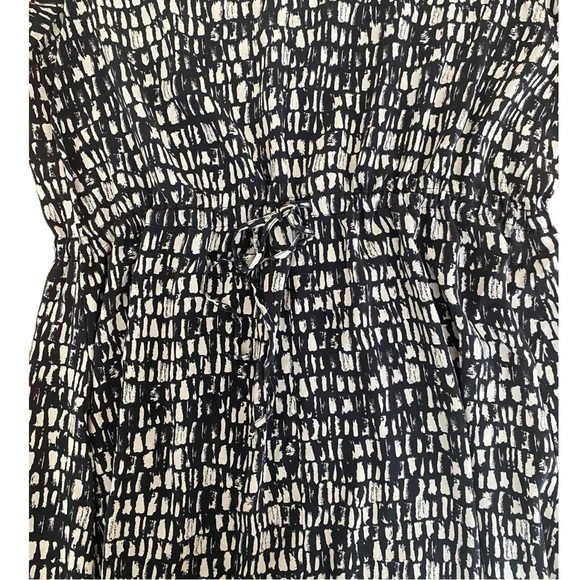 Eileen Fisher Silk printed Tie Waist, Drawstring Dress black and white size S - Picture 7 of 13